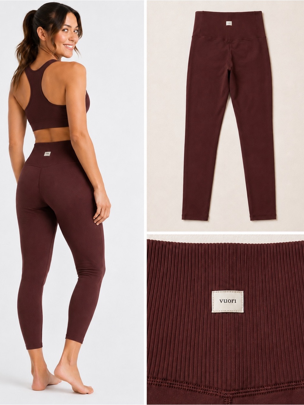 Vuori Rib Studio 7/8 Legging Mulberry High Rise Size S